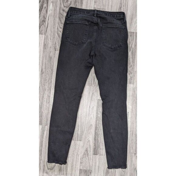 Just Black Womens Size 26 Pockets Fringe Hem Distressed Black Denim Jeans - Picture 2 of 11